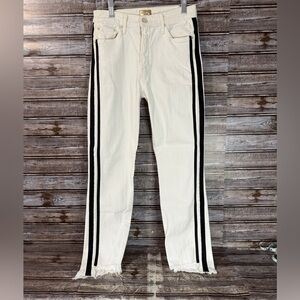 Mother Insider Crop Step Fray jeans Size 27 white and black